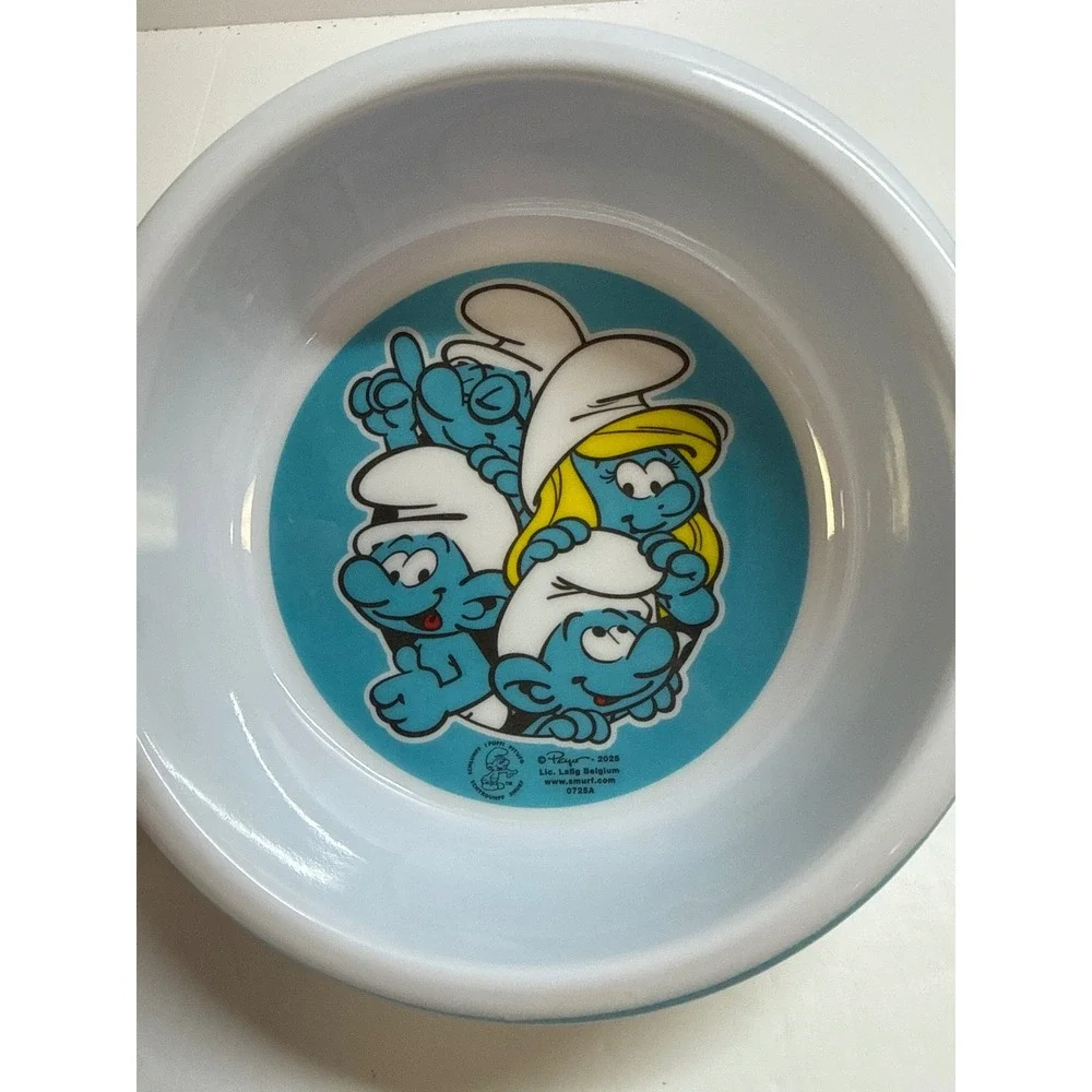 The Smurfs & Garfield Cat Bowls Set of 2 Melamine Pet Food Water Dishes New